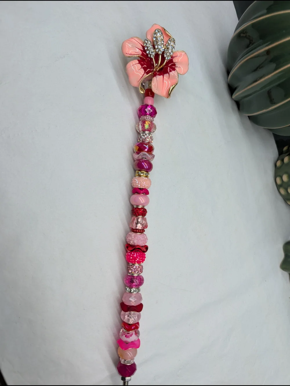 Hand Made Fairy Wand/Plant/Garden Stake W/Metal-Flower Topper